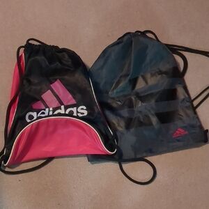 Adidas Black and Pink Drawstring Bags